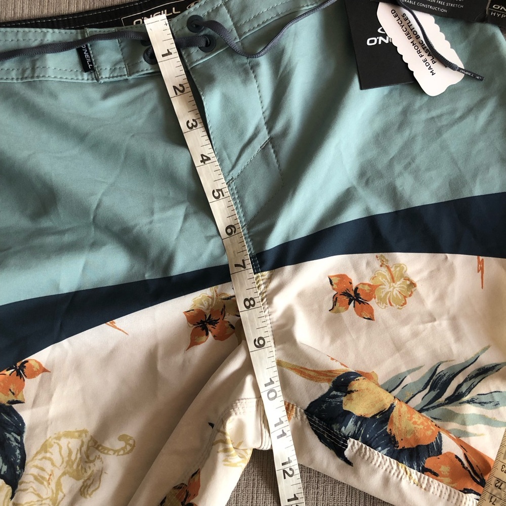 O'Neill Hyperfreak Strech Floral Swim Men's Size 29 Teal Floral Board-Shorts NWT - Picture 14 of 16
